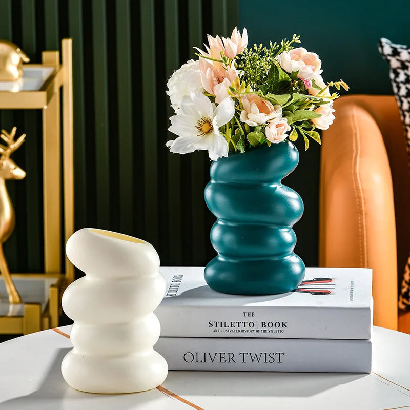 Sculpted Wave Decorative Vase