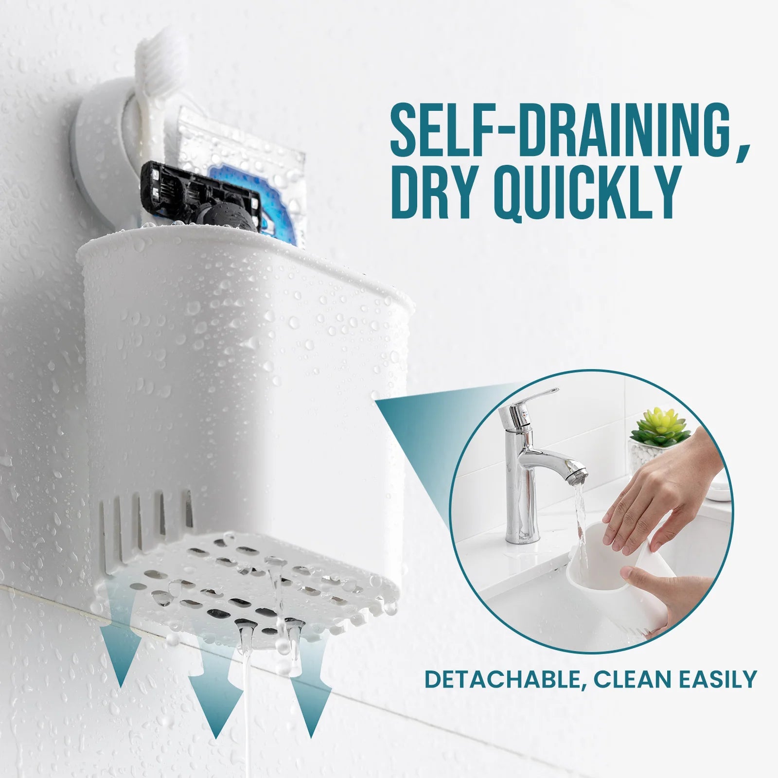 LuminiDry™ Self-Draining Bathroom Organizer
