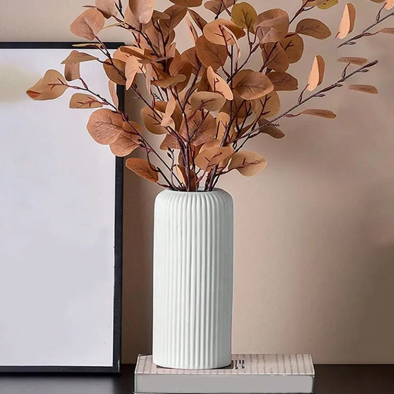 LuminiVase™ Ribbed Ceramic Decor Vase