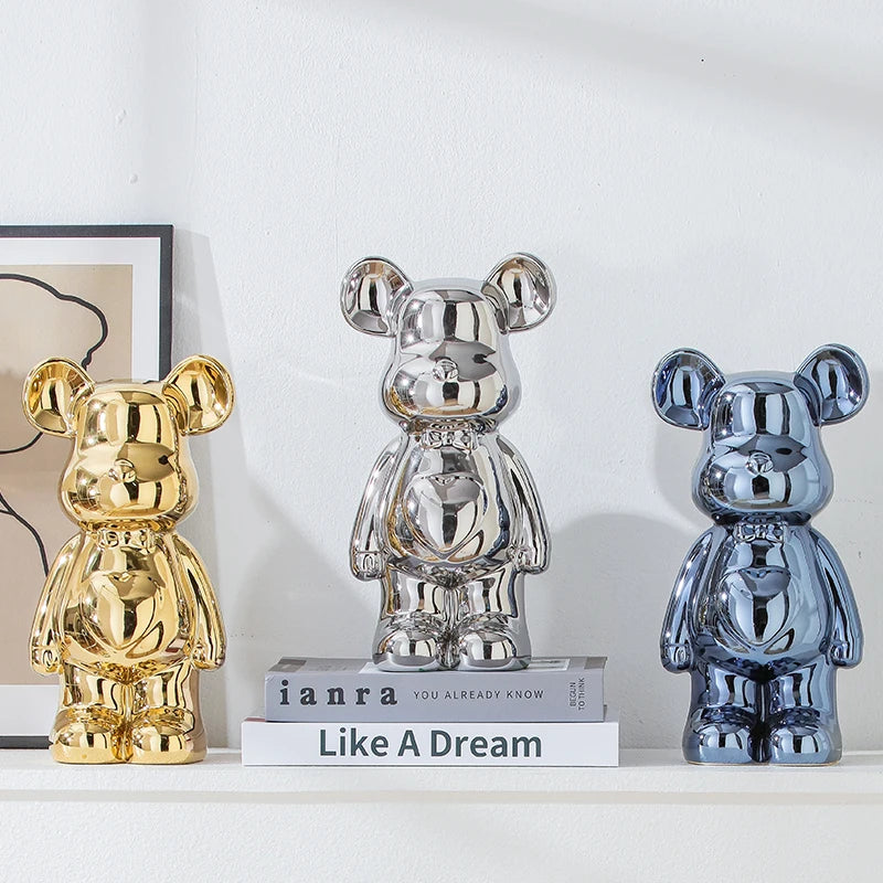 Chrome Bear Decorative Sculpture