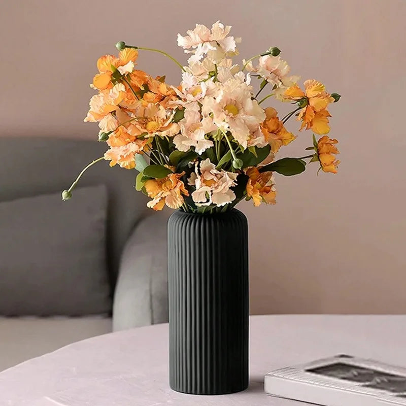LuminiVase™ Ribbed Ceramic Decor Vase
