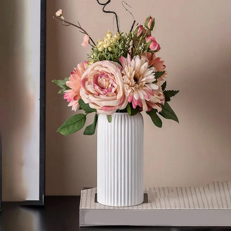 LuminiVase™ Ribbed Ceramic Decor Vase