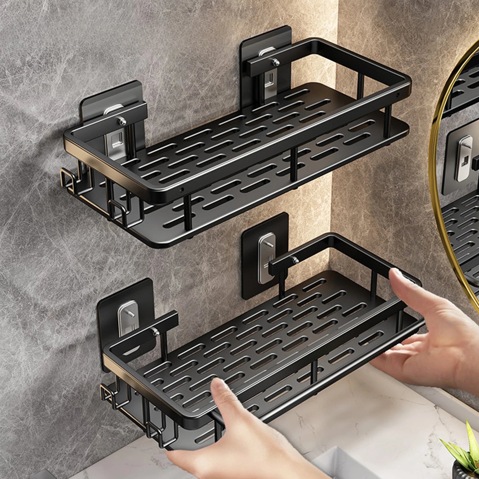 LuminiWall™ No-Drill Bathroom Storage Shelf