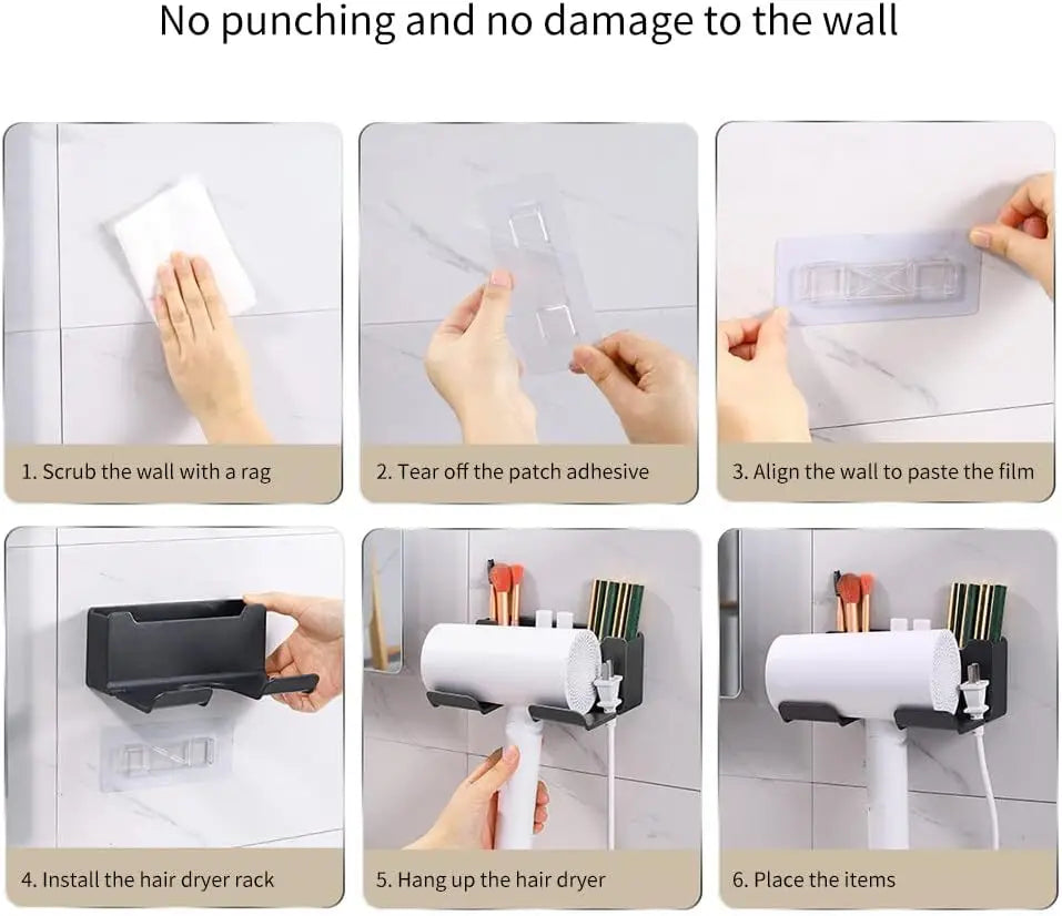 AeroDock™ Wall-Mounted Hair Dryer Holder