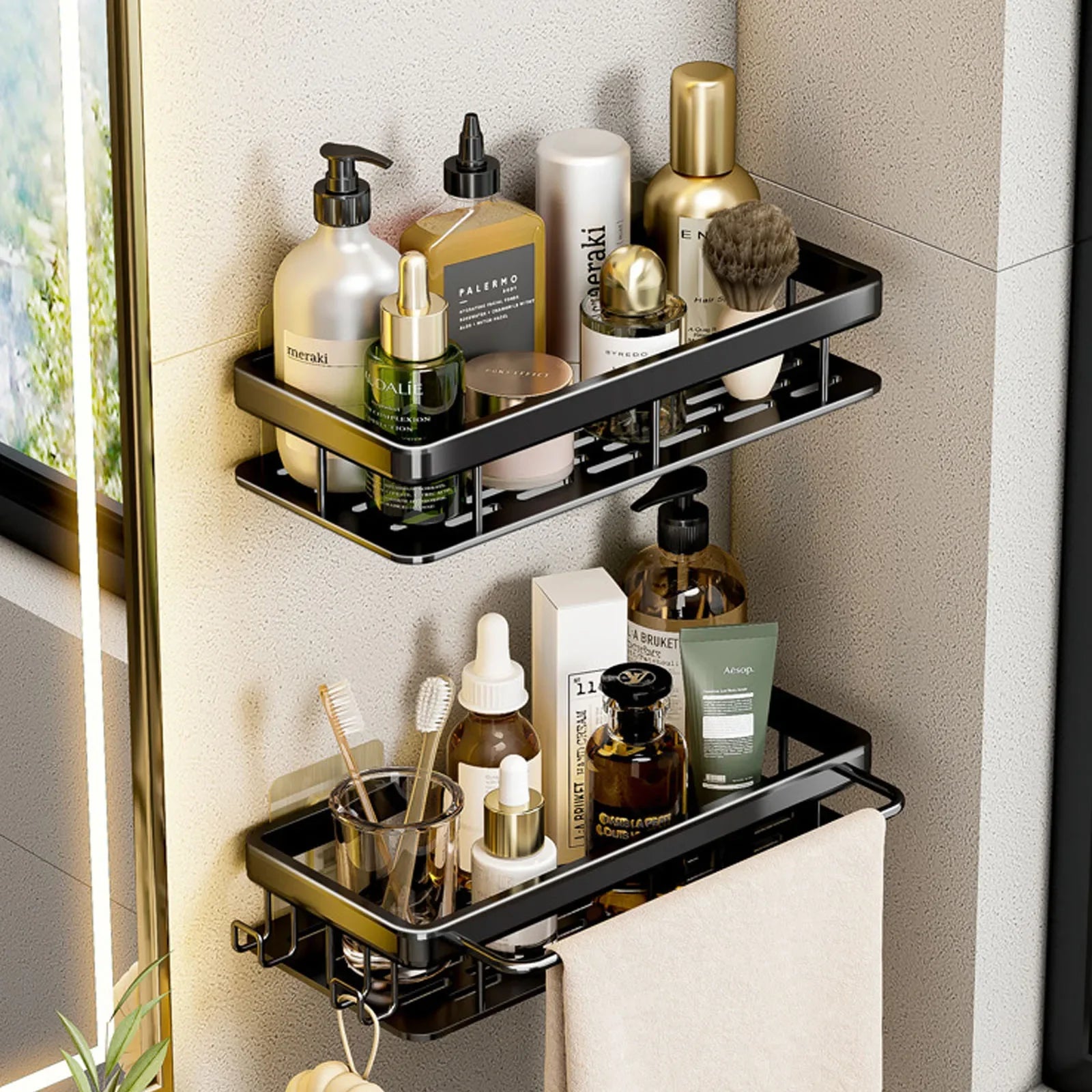 LuminiWall™ No-Drill Bathroom Storage Shelf