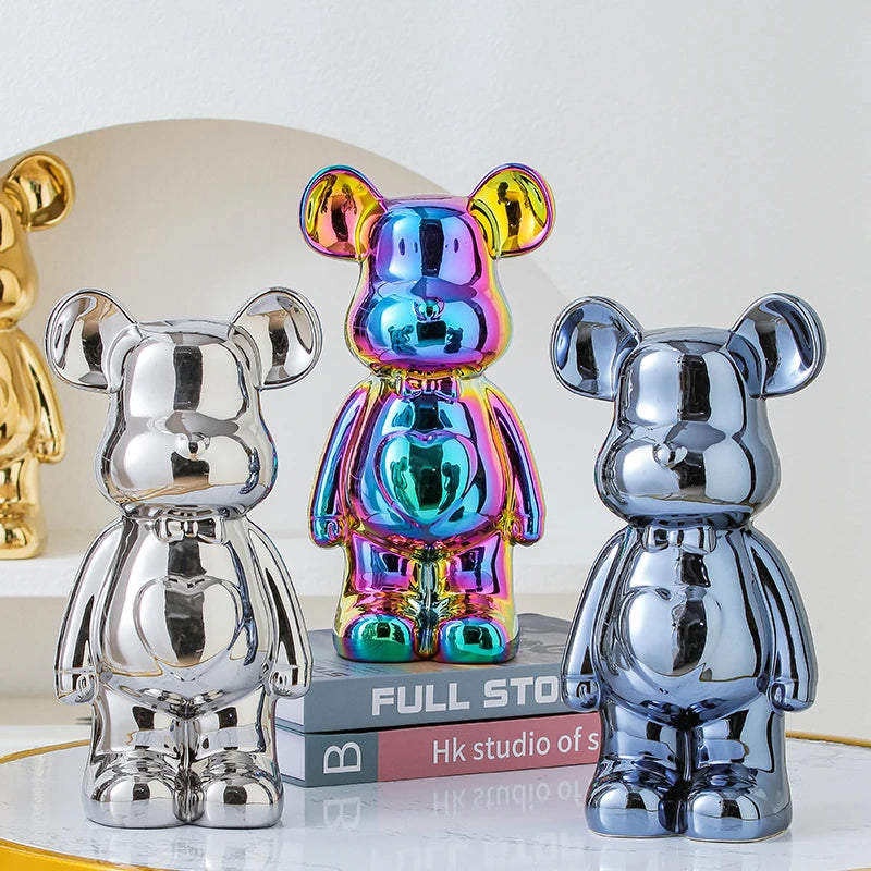 Chrome Bear Decorative Sculpture