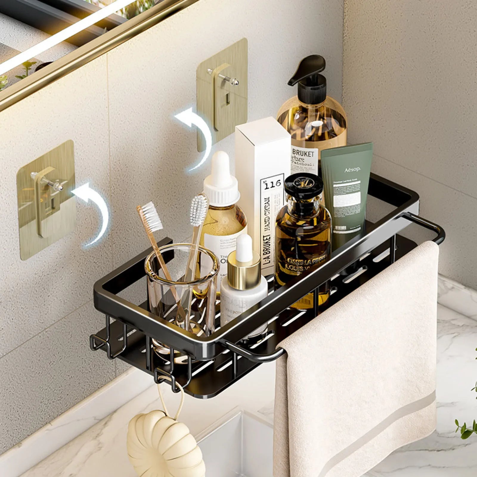 LuminiWall™ No-Drill Bathroom Storage Shelf