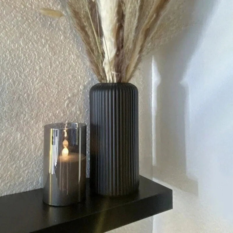 LuminiVase™ Ribbed Ceramic Decor Vase